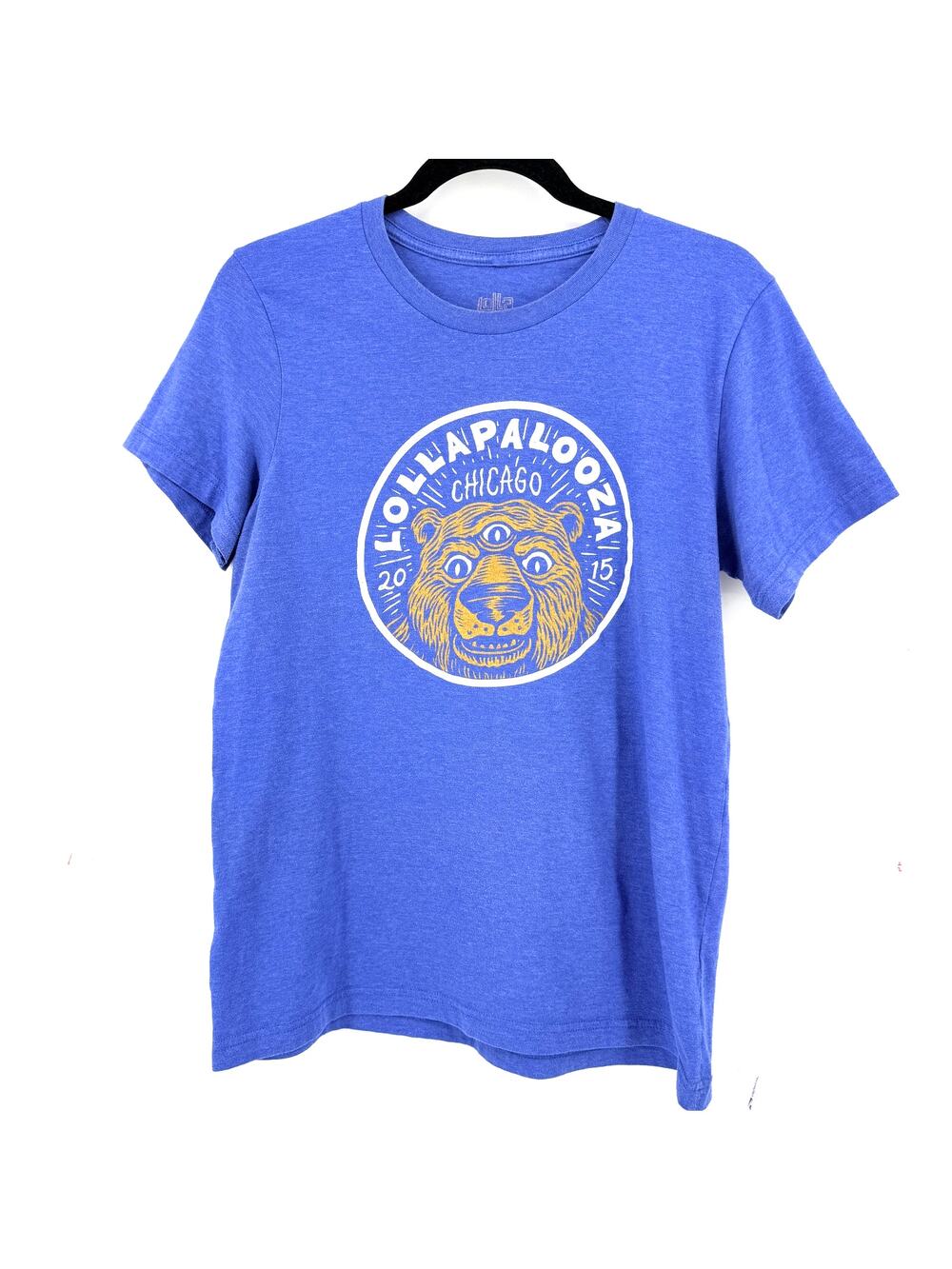 Lollapalooza 2015 Chicago Blue Bear Graphic Lineup T Shirt Sz M Front Back Print